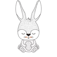 cute rabbit with egg easter celebration