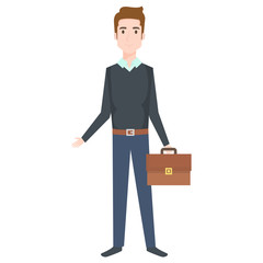 businessman with portfolio avatar character vector illustration design