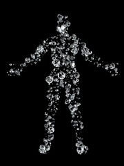 Silhouette, Umriss eines männlichen Körpers aus Diamanten
