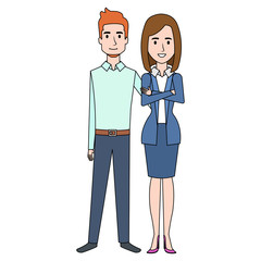 business couple avatars characters vector illustration design
