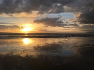 Fototapeta na wymiar Spring Sunset at Allonby Beach