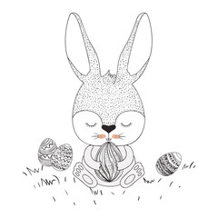 cute rabbit with eggs easter celebration