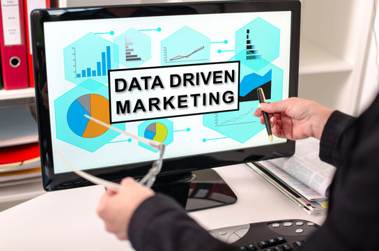 Data driven marketing concept on a computer monitor