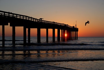Fototapeta premium Sunrise at a fishing pier Florida, USA