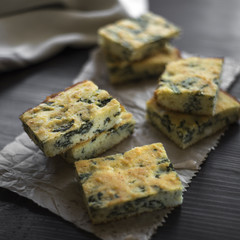Homemade pie with cheese and spinach