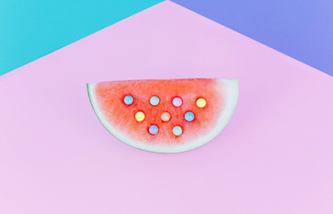 Fashion watermelon on pastel background.