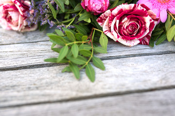 Bouquet with red white roses