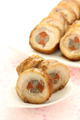 お節料理　鶏肉の野菜巻き
