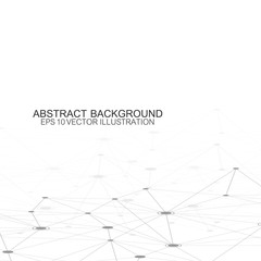 Abstract polygonal background with connected lines and dots. Minimalistic geometric pattern. Molecule structure and communication. Graphic plexus background. Science, medicine, technology concept.