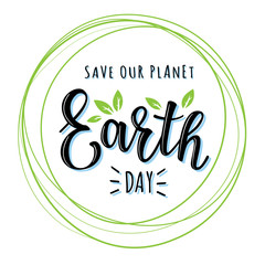 Obraz premium Vector illustration of 'Earth day' lettering