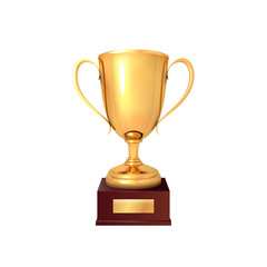 The winner's cup. Realistic gold cup isolated on a white background Vector illustration