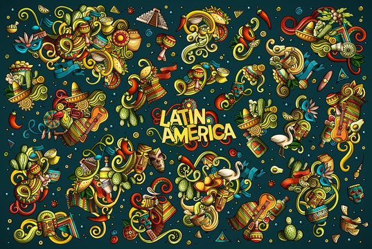 Vector set of Latin America combinations of objects and elements