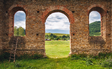 Fototapeta na wymiar Window frames of Frantiskova huta near the village Podbiel in the region Orava, Slovakia