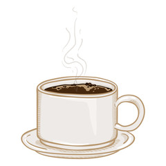 Vector Cartoon Illustration - Cup of Black Coffee