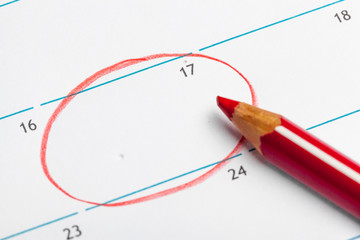 Closeup of dates on calendar page