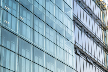 close up of modern glass building