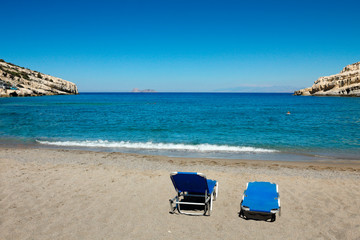 Fototapeta na wymiar Plage de Matala Beach au sud de la Crète