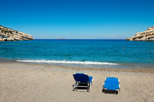 Plage de Matala Beach au sud de la Crète