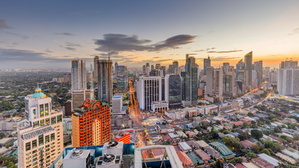 Manila Skyline. Night view of Makati, the business district of Metro Manila