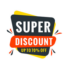 Sale bunner template. Vector design element for your promotion. Red, yellow and blue color theme. Rounded speech bubble