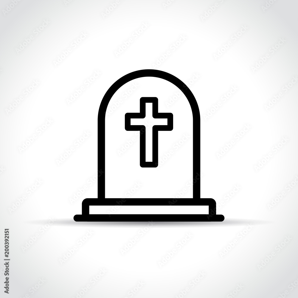 Wall mural tombstone icon on white background