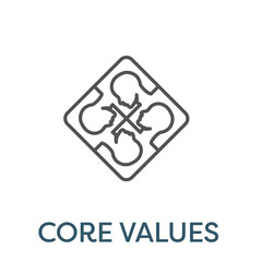 Core Values Outline Icon w person and collaborating / thinking ideas