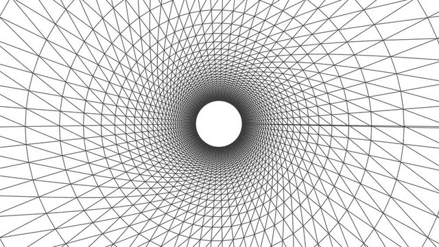 Flight in out through grid net polygonal wireframe abstract retro tunnel drawing motion graphics animation background new quality vintage style cool nice beautiful 4k video footage