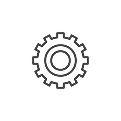 Cogwheel outline icon. linear style sign for mobile concept and web design. Gear simple line vector icon. Setting symbol, logo illustration. Pixel perfect vector graphics
