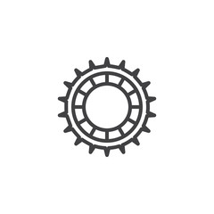 Gearwheel outline icon. linear style sign for mobile concept and web design. Cog wheel simple line vector icon. Settings symbol, logo illustration. Pixel perfect vector graphics