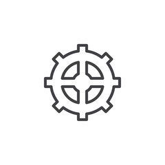 Gearwheel outline icon. linear style sign for mobile concept and web design. Cog wheel simple line vector icon. Gear symbol, logo illustration. Pixel perfect vector graphics