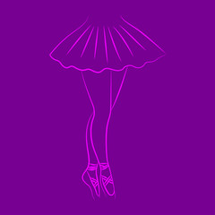 Slender ballerina feet on a purple background