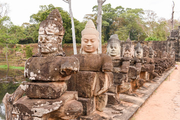 Sculptures of demons at south gate to Angkor Thom, Cambodia