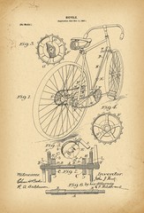 Fototapeta na wymiar 1897 Patent Velocipede Bicycle history invention