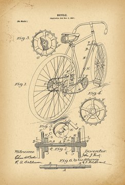 1897 Patent Velocipede Bicycle history  invention