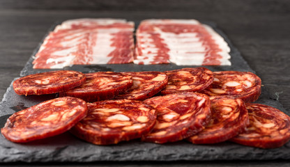 appetizer of some good Spanish sausages accompanied by a good wine.