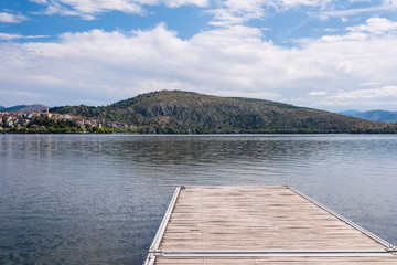 Panoramic view on the Kastoria town and Orestias Lake. Greece