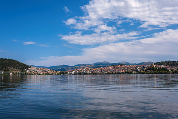 Panoramic view on the Kastoria town and Orestias Lake. Greece