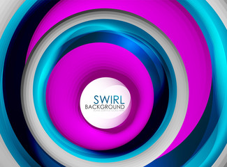 Spiral swirl flowing lines 3d vector abstract digital motion background design. Rotating concept