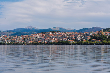 Panoramic view on the Kastoria town and Orestias Lake. Greece