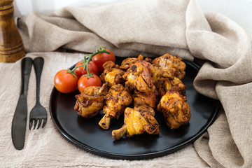 roasted sleeves chicken with potatoes and barbecue sauce