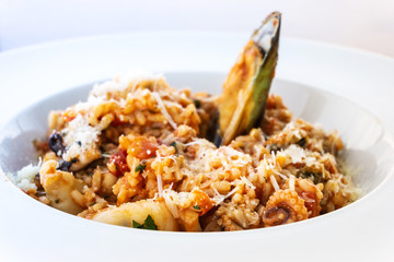 Tasty risotto with Mussels and vegetables