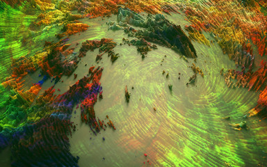 Pixel abstraction, 3D illustration