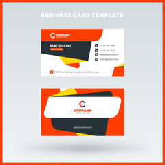 Creative and clean double-sided business card vector template. Red and black color theme. Flat design vector mockup. Stationery design