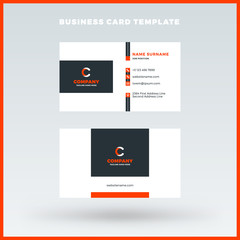 Creative and clean double-sided business card vector template. Red and black color theme. Flat design vector mockup. Stationery design