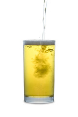 Beer in the glass on white background.