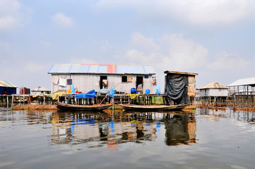 Lake village Ganvie on Lake Nokoué near Cotonou, Benin
