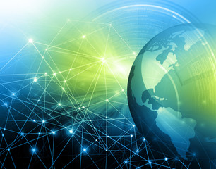 Best Internet Concept of global business. Globe, glowing lines on technological background. Wi-Fi, rays, symbols Internet, 3D illustration