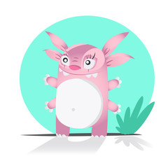 Cute monster or alien. Isolated on white background.