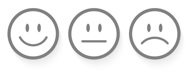3 Mood Faces Grey Outline