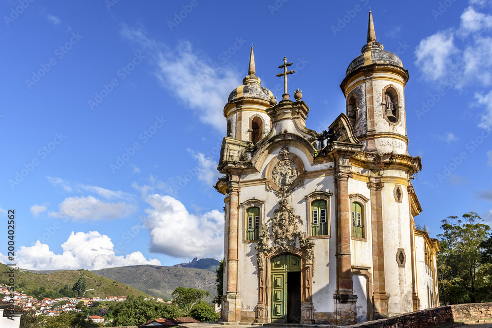 Wall mural old catholic church of the 18th century located in the center of the famous and historical city of o